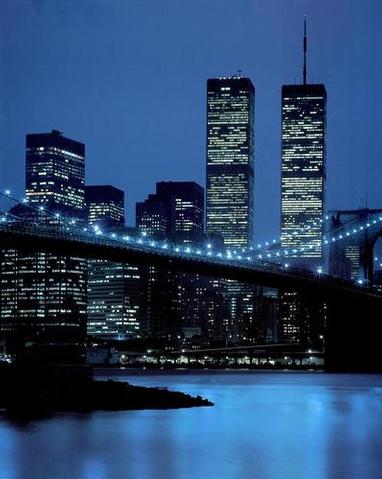 The Twin Towers glistens in the night